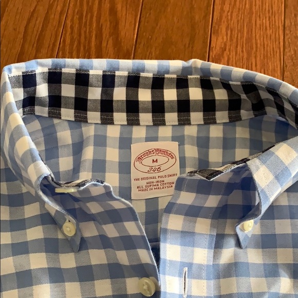 Brooks Brothers white and blue checkered buttonup - Picture 3 of 3